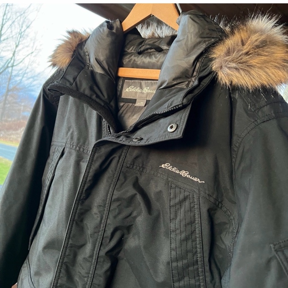 Eddie Bauer Down Waterproof Black Bomber Jacket XXXL - Picture 2 of 11